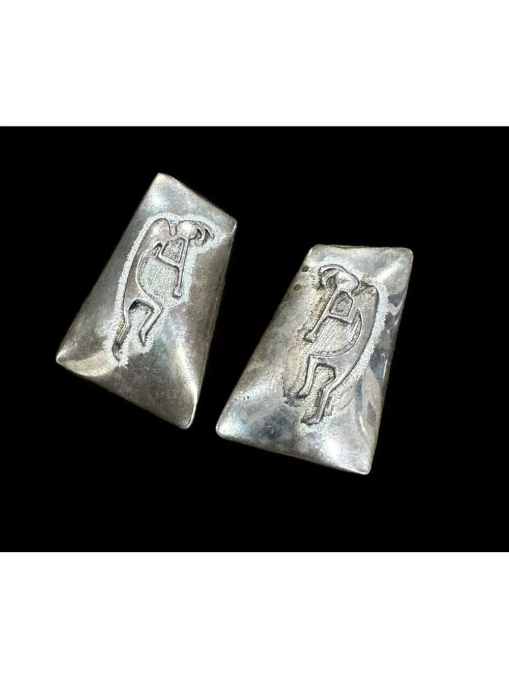 Navajo Ray Morton “Whirling Wind” Earrings Sterling Silver Kokopelli Dancer